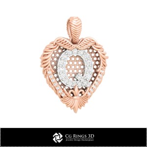 Anhänger mit Buchstabe Q - 3D-CAD Home, Schmuck 3D-CAD, Anhänger 3D-CAD, 3D-Buchstabenanhänger