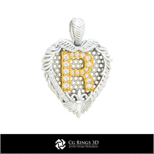 字母R吊坠 - 3D CAD家居，珠宝3D CAD，吊坠3D CAD，3D字母吊坠