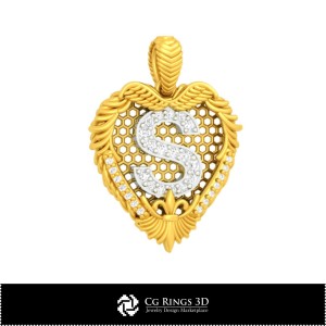 Anhänger mit Buchstabe S - 3D-CAD Zuhause, Schmuck 3D-CAD, Anhänger 3D-CAD, 3D-Buchstabenanhänger