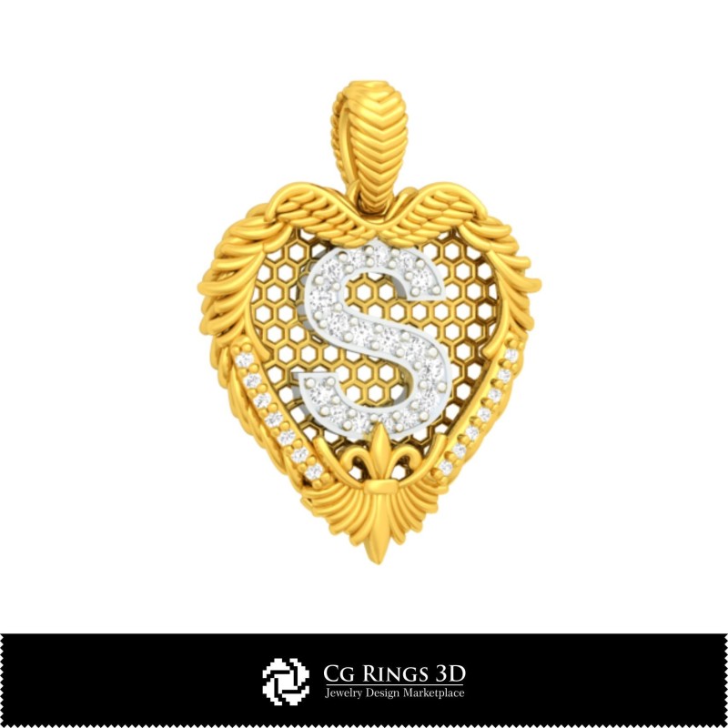 Colgante con la letra S - CAD 3D para el hogar, CAD 3D de joyería, CAD 3D de colgantes, colgantes 3D con letra