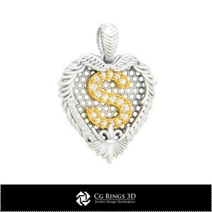 Colgante con la letra S - CAD 3D para el hogar, CAD 3D de joyería, CAD 3D de colgantes, colgantes 3D con letra 2