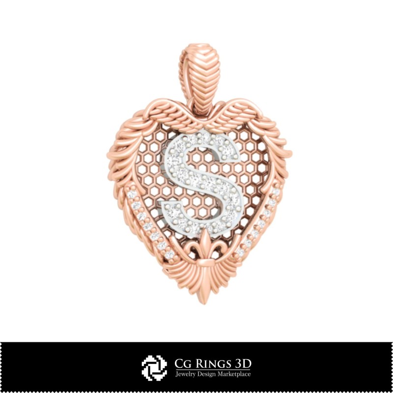Colgante con la letra S - CAD 3D para el hogar, CAD 3D de joyería, CAD 3D de colgantes, colgantes 3D con letra