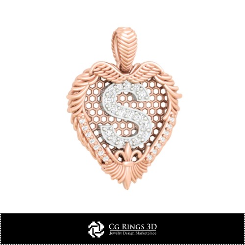 Pandantiv cu literă S - CAD 3D pentru casă, CAD 3D pentru bijuterii, CAD 3D pentru pandantive, pandantive 3D cu litere