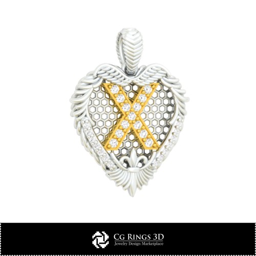 Ciondolo con lettera X - CAD 3D per la casa, CAD 3D per gioielli, CAD 3D per ciondoli, ciondoli con lettere 3D