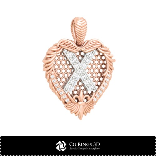 Pendentif avec lettre X - CAO 3D pour la maison, CAO 3D bijoux, CAO 3D pendentifs, pendentifs lettre 3D