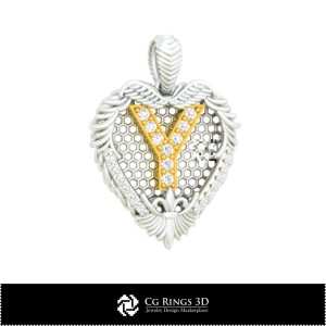 Pandantiv cu litera Y - CAD 3D pentru casă, Bijuterii CAD 3D, Pandantive CAD 3D, Pandantive literă 3D 2