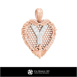 Colgante con letra Y - CAD 3D Hogar, CAD 3D Joyería, CAD 3D Colgantes, Colgantes de letras 3D