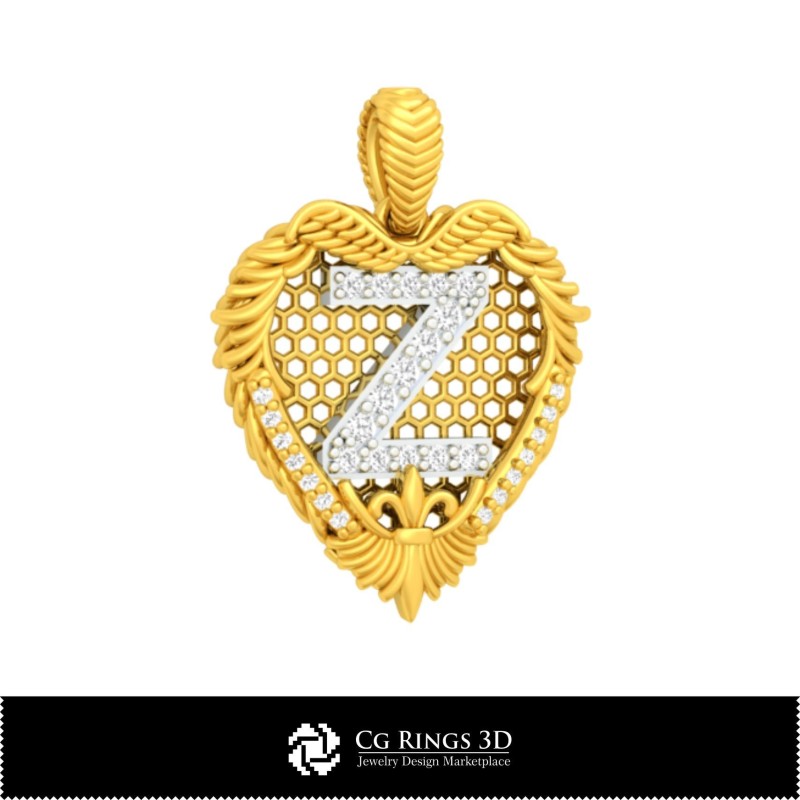 首字母Z吊坠 - 珠宝3D CAD首页，珠宝3D CAD，吊坠3D CAD，3D字母吊坠