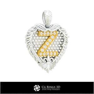 Colgante con la letra Z - Joyería CAD 3D, Joyería CAD 3D, Colgantes CAD 3D, Colgantes de letra 3D 2