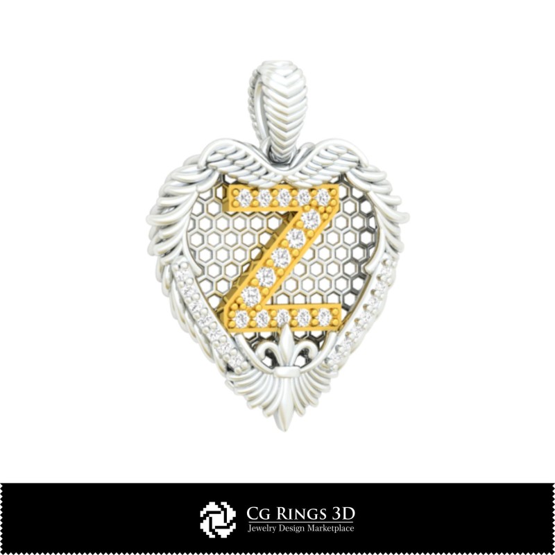 首字母Z吊坠 - 珠宝3D CAD首页，珠宝3D CAD，吊坠3D CAD，3D字母吊坠