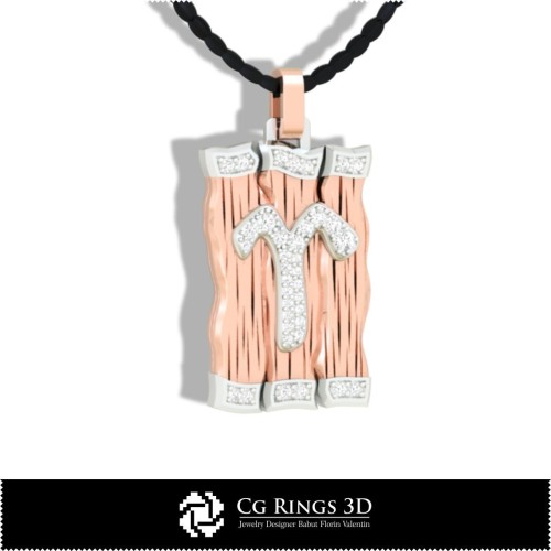 Widder Sternzeichen-Anhänger - 3D-CAD Zuhause, Schmuck 3D-CAD, Anhänger 3D-CAD, 3D Sternzeichen-Anhänger
