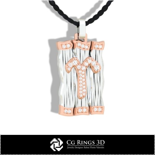 Widder Sternzeichen-Anhänger - 3D-CAD Zuhause, Schmuck 3D-CAD, Anhänger 3D-CAD, 3D Sternzeichen-Anhänger
