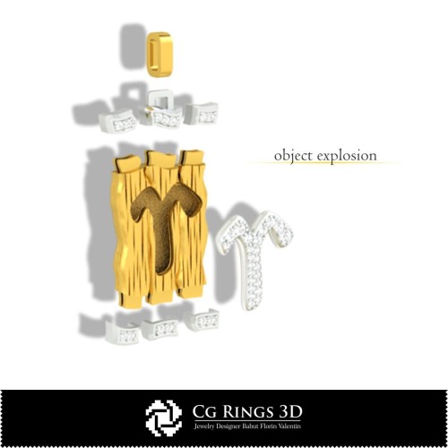 Ciondolo Zodiaco Ariete - CAD 3D Casa, CAD 3D Gioielleria, CAD 3D Ciondoli, Ciondoli Zodiaco 3D