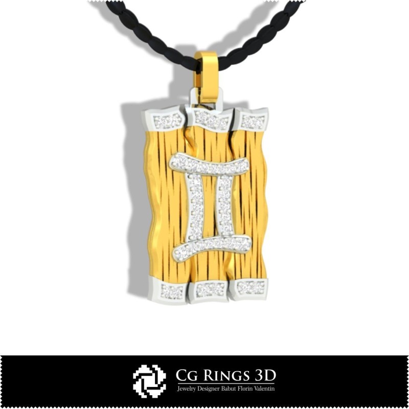 Ciondolo Zodiaco Gemelli - CAD 3D Casa, CAD 3D Gioielleria, CAD 3D Ciondoli, Ciondoli Diamante 3D, Ciondoli Zodiaco 3D