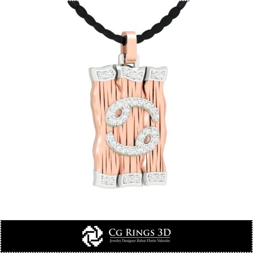 Ciondolo Zodiaco Cancro - Gioielli CAD 3D Casa, Gioielleria CAD 3D, Ciondoli CAD 3D, Ciondoli Diamante 3D, Ciondoli Zodiaco 3D
