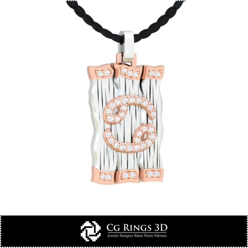 Krebs Sternzeichen Anhänger - Schmuck 3D-CAD Home, Schmuck 3D-CAD, Anhänger 3D-CAD, 3D-Diamantanhänger, 3D-Sternzeichenanhänger