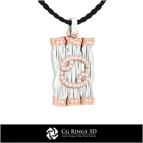 Ciondolo Zodiaco Cancro - Gioielli CAD 3D Casa, Gioielleria CAD 3D, Ciondoli CAD 3D, Ciondoli Diamante 3D, Ciondoli Zodiaco 3D