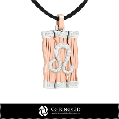 Ciondolo Zodiacale Leone - CAD 3D Casa, CAD 3D Gioielleria, CAD 3D Ciondoli, Ciondoli Diamante 3D, Ciondoli Zodiacali 3D