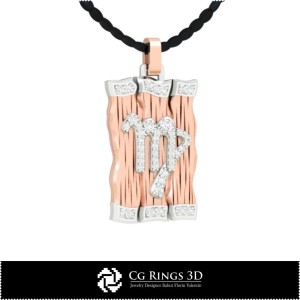Pendentif Vierge - CAO 3D pour la maison, CAO 3D de bijoux, CAO 3D de pendentifs, pendentifs diamant 3D, pendentifs zodiaque 3D 2