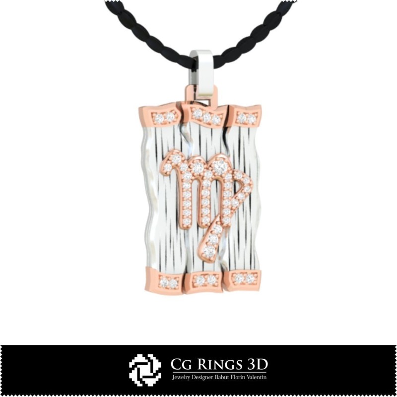 处女座星座吊坠 - 3D CAD 家居, 珠宝 3D CAD, 吊坠 3D CAD, 3D 钻石吊坠, 3D 星座吊坠