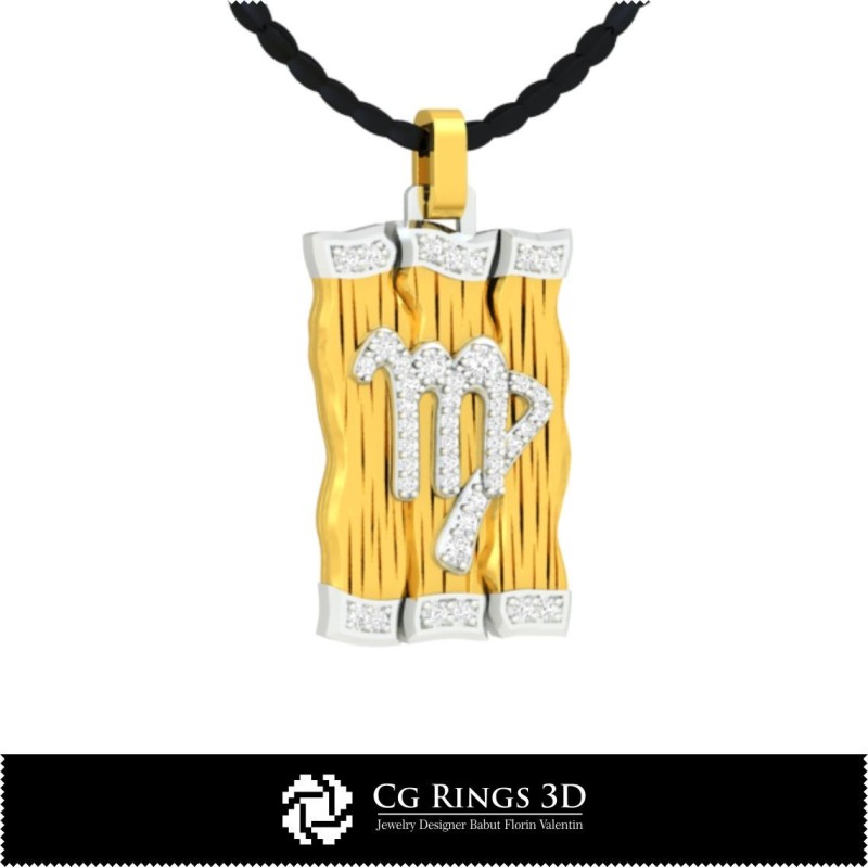 Jungfrau Sternzeichen-Anhänger - 3D-CAD Wohnzimmer, Schmuck 3D-CAD, Anhänger 3D-CAD, 3D-Diamantanhänger,