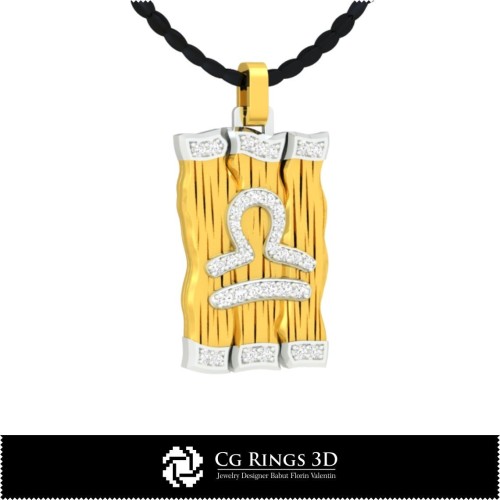 Ciondolo Segno Zodiacale Bilancia - CAD 3D Casa, CAD 3D Gioielli, CAD 3D Ciondoli, Ciondoli Diamante 3D, Ciondoli Zodiacali 3D