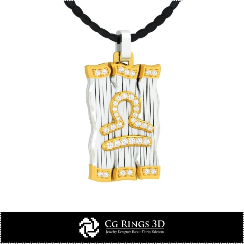 Waage-Zodiac-Anhänger - 3D-CAD-Design, Schmuck-3D-CAD, Anhänger-3D-CAD, 3D-Diamantanhänger, 3D-Zodiac-Anhänger