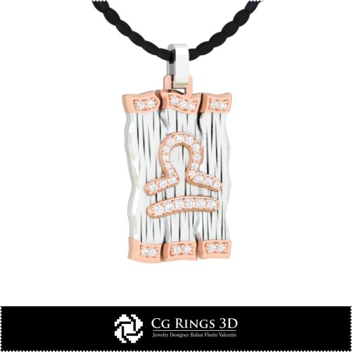 Colgante del Signo Libra - CAD 3D para el Hogar, CAD 3D de Joyería, CAD 3D de Colgantes, Colgantes de Diamante 3D, Colgantes