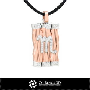 Pendentif Signe du Scorpion - CAO 3D pour la maison, CAO 3D de bijoux, CAO 3D de pendentifs, Pendentifs diamants 3D, Pendentifs 2