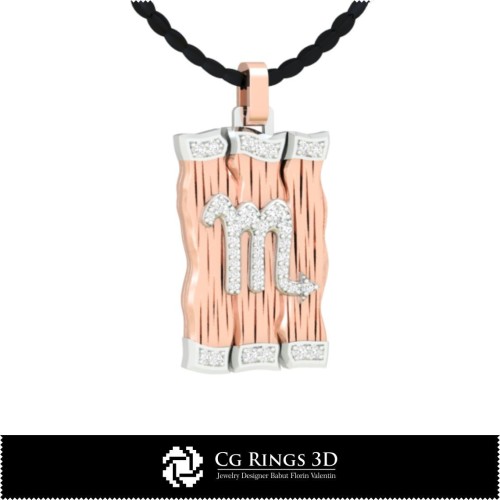 Skorpion Sternzeichen-Anhänger - 3D-CAD-Design für Zuhause, Schmuck 3D-CAD, Anhänger 3D-CAD, 3D-Diamant-Anhänger,