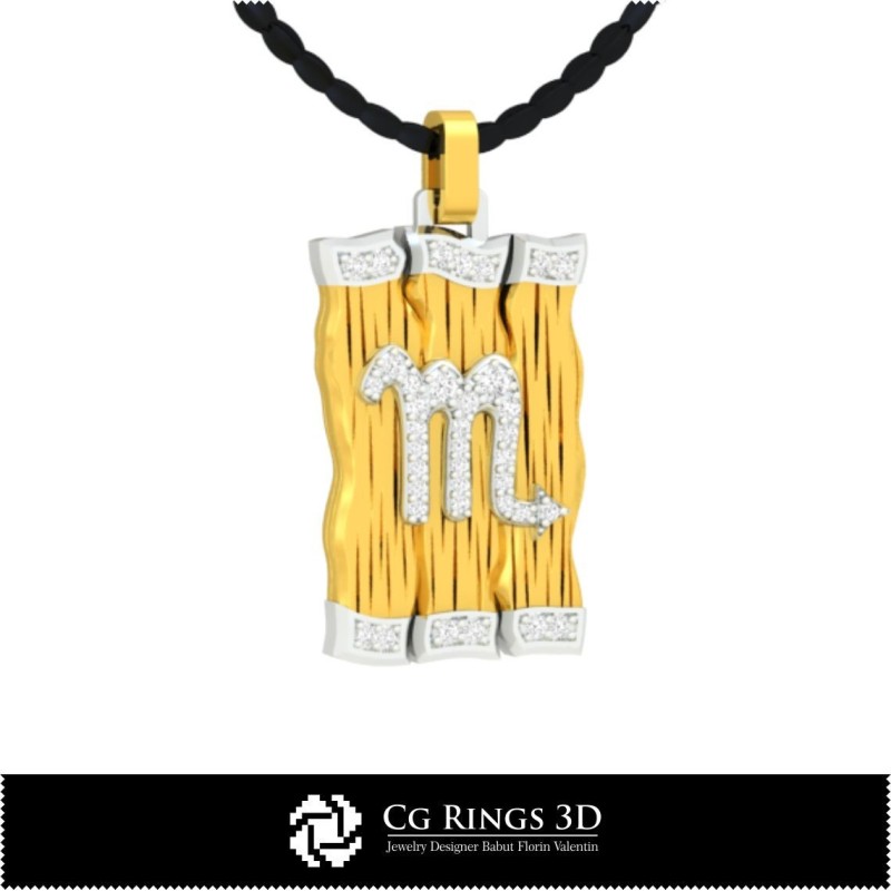 Colgante signo zodiacal Escorpio - CAD 3D para el hogar, CAD 3D de joyería, CAD 3D de colgantes, colgantes de diamante 3D,