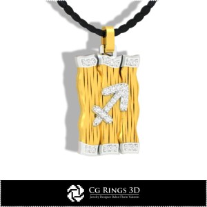 Pendentif Signe du Sagittaire - CAO 3D pour la maison, CAO 3D de bijoux, CAO 3D de pendentifs, pendentifs diamant 3D, 2