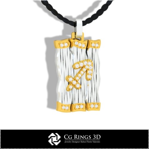 Schütze Sternzeichen-Anhänger - 3D-CAD Zuhause, Schmuck 3D-CAD, Anhänger 3D-CAD, 3D-Diamantanhänger, 3D-Sternzeichen-Anhänger