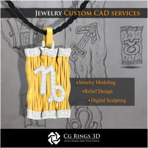 Steinbock Sternzeichen-Anhänger - 3D-CAD Home, Schmuck 3D-CAD, Anhänger 3D-CAD, 3D Diamant-Anhänger, 3D Sternzeichen-Anhänger