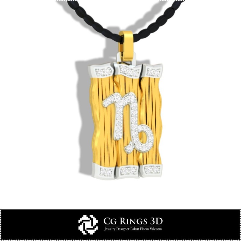 Ciondolo Zodiaco Capricorno - CAD 3D Casa, CAD 3D Gioielli, CAD 3D Ciondoli, Ciondoli Diamante 3D, Ciondoli Zodiaco 3D