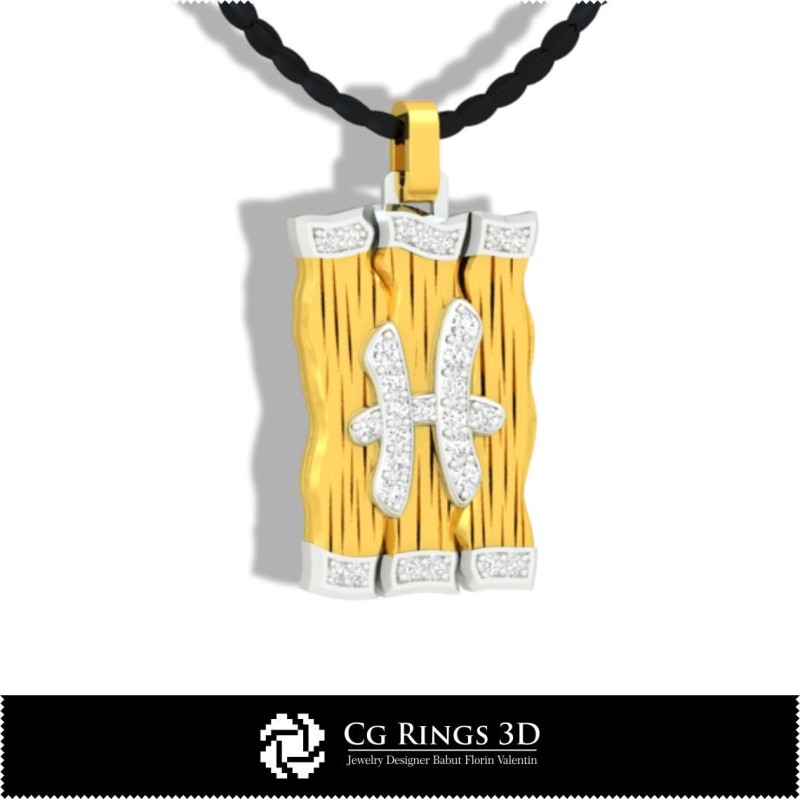 Pendentif Signe du Poisson - CAO 3D pour la Maison, CAO 3D Bijoux, Pendentifs CAO 3D, Pendentifs Diamant 3D, Pendentifs