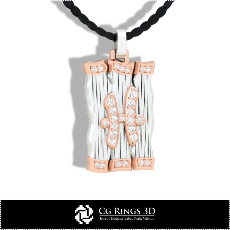 Pendentif Signe du Poisson - CAO 3D pour la Maison, CAO 3D Bijoux, Pendentifs CAO 3D, Pendentifs Diamant 3D, Pendentifs