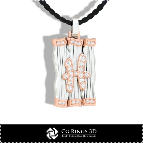 Ciondolo Zodiaco Pesci - CAD 3D Casa, CAD 3D Gioielli, CAD 3D Ciondoli, Ciondoli Diamante 3D, Ciondoli Zodiaco 3D