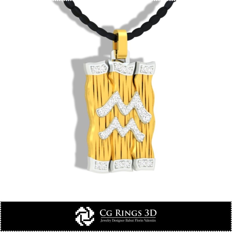 Pendentif Signe du Verseau - CAO 3D Maison, Bijoux CAO 3D, Pendentifs CAO 3D, Pendentifs Diamant 3D, Pendentifs Zodiaque 3D