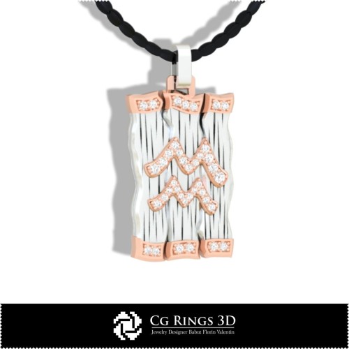 Wassermann Sternzeichen-Anhänger - 3D-CAD Home, Schmuck 3D-CAD, Anhänger 3D-CAD, 3D-Diamantanhänger, 3D-Sternzeichen-Anhänger