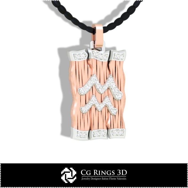 Colgante del Signo Acuario - CAD 3D para Hogar, CAD 3D de Joyería, CAD 3D de Colgantes, Colgantes de Diamante 3D, Colgantes