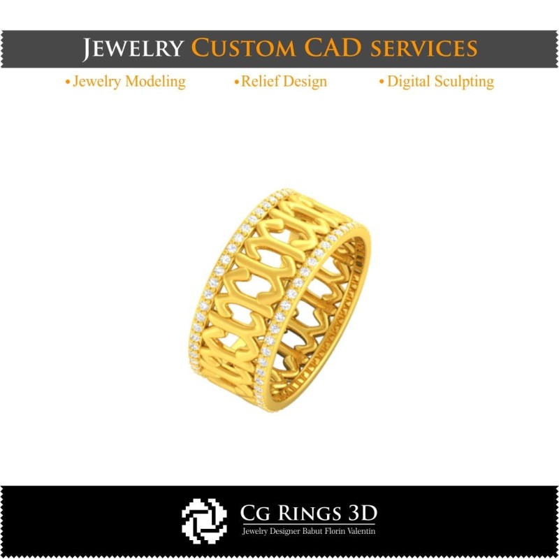 Anillo con Aries Zodiaco - CAD 3D para el Hogar, CAD 3D de Joyería, CAD 3D de Anillos, Aros de Boda 3D, Aros Eternos 3D
