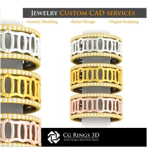 Ring mit Zwillinge-Zeichen - 3D-CAD Heim, Schmuck 3D-CAD, Ringe 3D-CAD, Eheringe 3D, Eternity-Ringe 3D