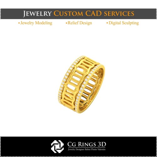 Ring mit Zwillinge-Zeichen - 3D-CAD Heim, Schmuck 3D-CAD, Ringe 3D-CAD, Eheringe 3D, Eternity-Ringe 3D