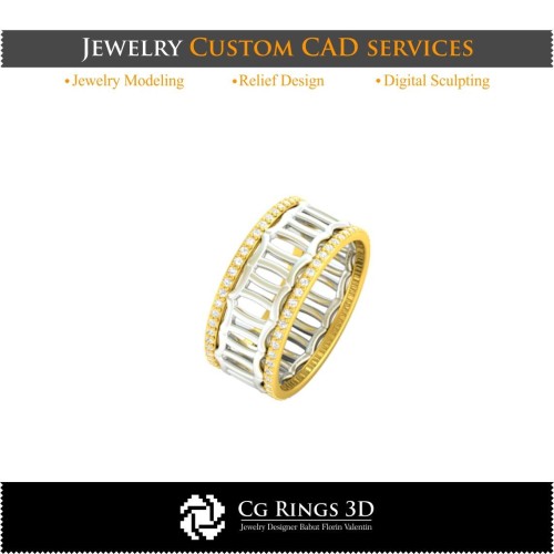 Ring With Gemini Zodiac - 3D CAD Home, Jewelry 3D CAD, Rings 3D CAD , Wedding Bands 3D, Eternity Bands 3D