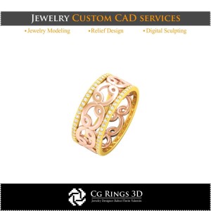 Anello con segno zodiacale Cancro - CAD 3D per casa, CAD 3D per gioielli, CAD 3D per anelli, fedi nuziali 3D, eternity band 3D 2