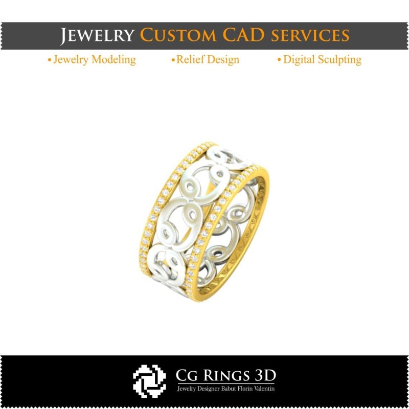 巨蟹座星座戒指 - 3D CAD 家居, 珠宝 3D CAD, 戒指 3D CAD, 婚戒 3D, 永恒对戒 3D