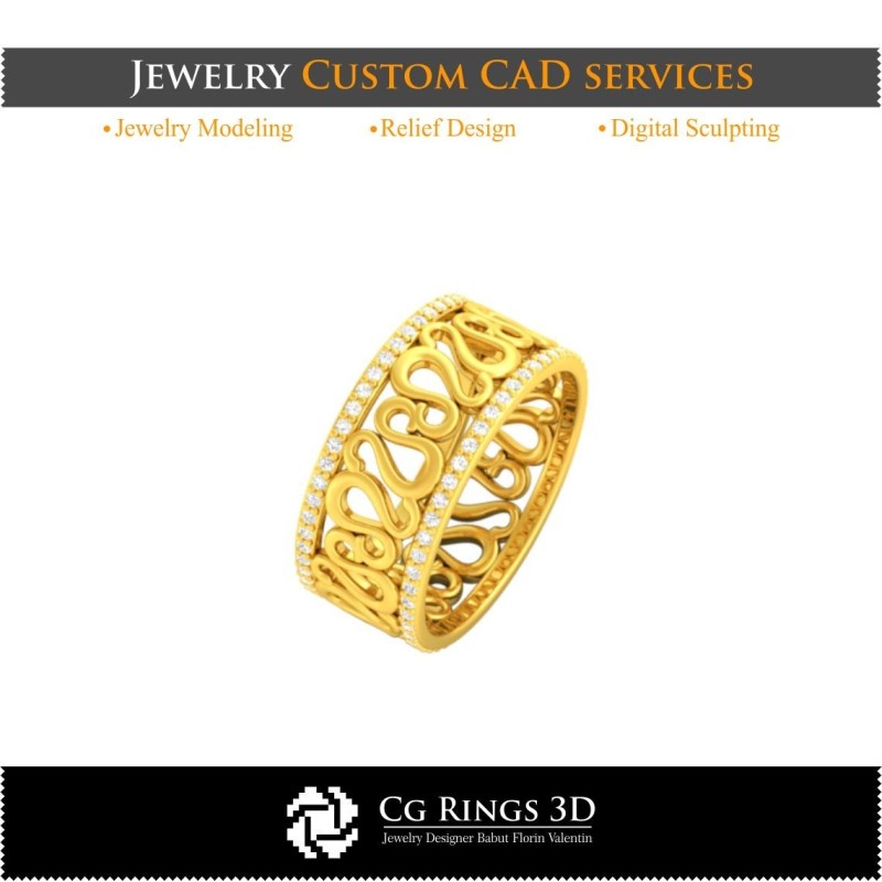 Anello con segno zodiacale Leone - CAD 3D per casa, CAD 3D gioielli, CAD 3D anelli, Fedi nuziali 3D, Fedine eternity 3D