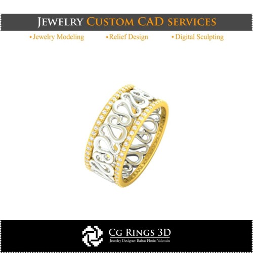 Anillo con zodiaco Leo - CAD 3D para el hogar, CAD 3D de joyería, CAD 3D de anillos, bandas de boda 3D, bandas eternity 3D