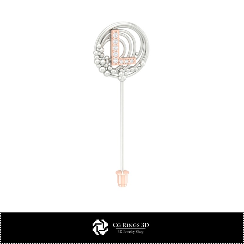 3D-Brosche mit Buchstabe L Home, Schmuck 3D-CAD, Broschen 3D-CAD, 3D-Broschen-Stecknadel